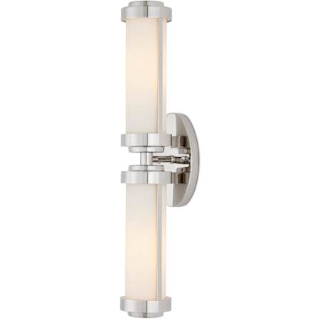 Currey and Company Bowland 2 Light 23" Tall Polished Nickel Bath Bar with Frosted Glass Shades Polished Nickel / White