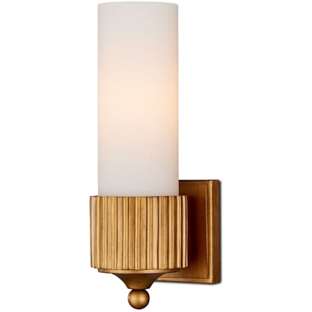 Currey and Company Bryce 13" Tall Gold Bathroom Sconce with Frosted Glass Shade Gold / Frosted