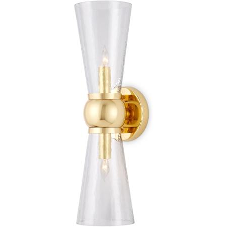 Currey and Company Byford 2 Light 18" Tall Wall Sconce Polished Brass / Clear