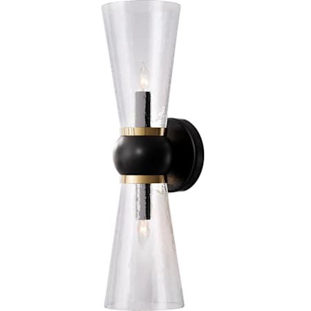 Currey and Company Byford 2 Light 18" Tall Wall Sconce Oil Rubbed Bronze / Clear / Polished Brass