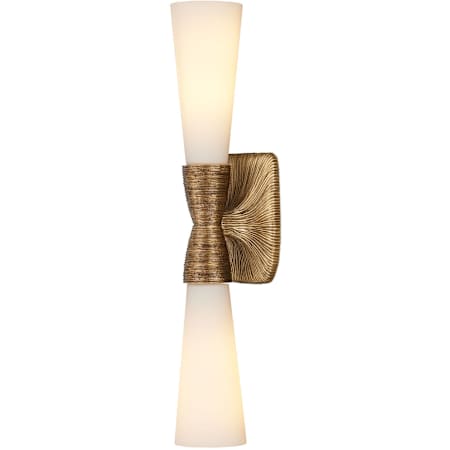 Currey and Company Burrows 2 Light 24" Tall Wall Sconce Opaque White / Antique Brass