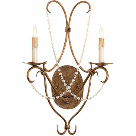Currey and Company Crystal Lights Plug-In Wall Sconce with Customizable Shades Rhine Gold