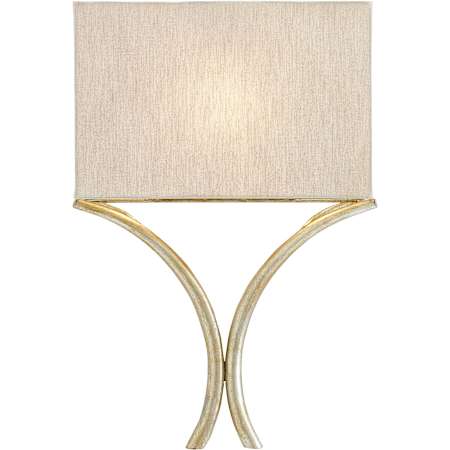Currey and Company Cornwall 18" Tall Wall Sconce with Natural Linen Shade - ADA Compliant Silver Leaf