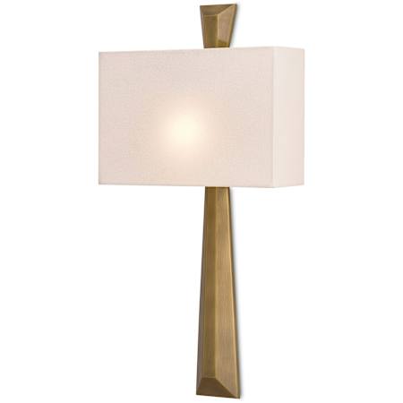 Currey and Company Arno Single Light 24" Tall Wall Sconce with Linen Shade - ADA Compliant Polished Antique Brass