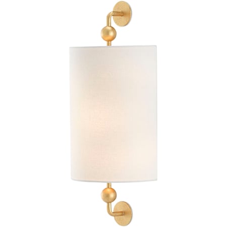 Currey and Company Tavey 18" Tall LED Wall Sconce with Fabric Shade Contemporary Gold Leaf