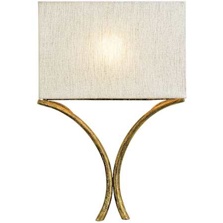 Currey and Company Cornwall 18"H 1 Light ADA Wall Sconce with Rectangular Natural Linen Shade French Gold Leaf