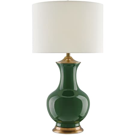 Currey and Company Lilou 32" Tall Accent, Vase Table Lamp Green and Antique Brass