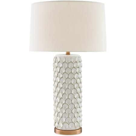 Currey and Company Calla Lily 31" Tall Accent, Buffet Table Lamp Cream and Antique Brass