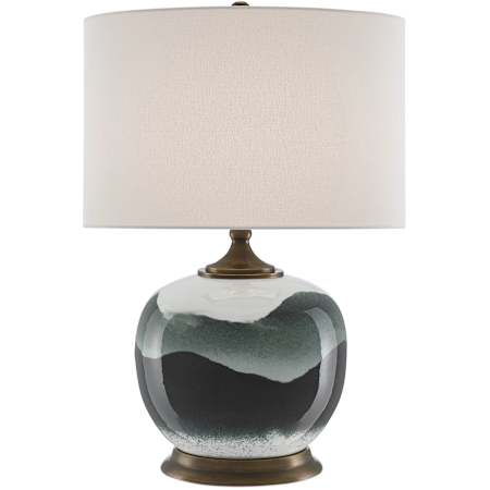 Currey and Company Boreal 25" Tall Vase Table Lamp White / Green / Antique Brass