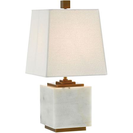Currey and Company Annelore 17" Tall Buffet Table Lamp with Linen Shade White / Antique Brass