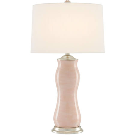 Currey and Company Ondine 31" Tall Buffet Table Lamp with Shantung Shade Blush / Silver Leaf