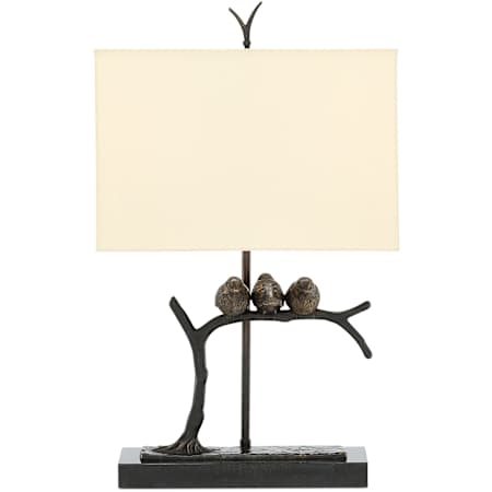 Currey and Company Sparrow 2 Light 25" Tall Animal Table Lamp with Shantung Shade Bronze / Black