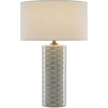 Currey and Company Fisch 25" Tall Buffet Table Lamp Gray / White / Antique Nickel