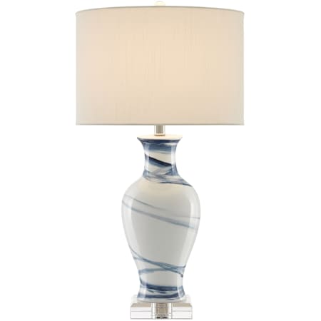 Currey and Company Hanni 29" Tall Vase Table Lamp with Shantung Shade White / Blue