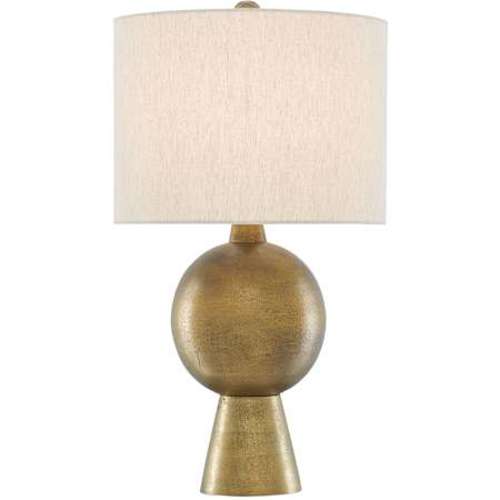 Currey and Company Rami 27" Tall Table Lamp with Fabric Shade Antique Brass