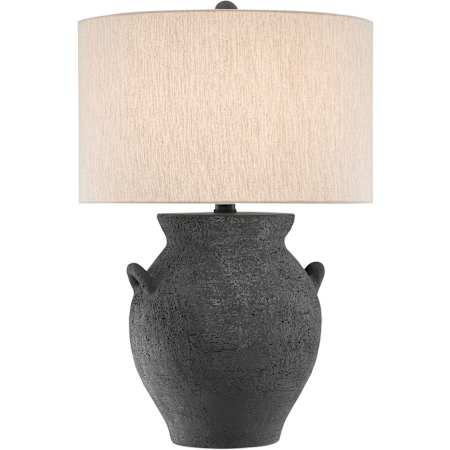 Currey and Company Anza 27" Tall Table Lamp with Fabric Shade Black Ash / Satin Black