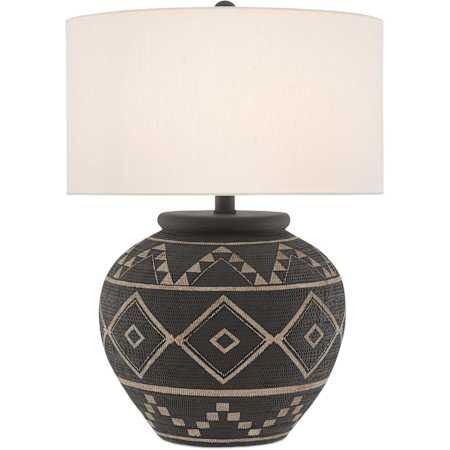 Currey and Company Tattoo 28" Tall Table Lamp with Fabric Shade Brewed Latte / Mole Black
