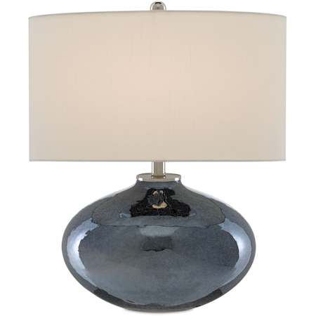 Currey and Company Lucent 22" Tall Table Lamp with Fabric Shade Blue Plated / Polished Nickel