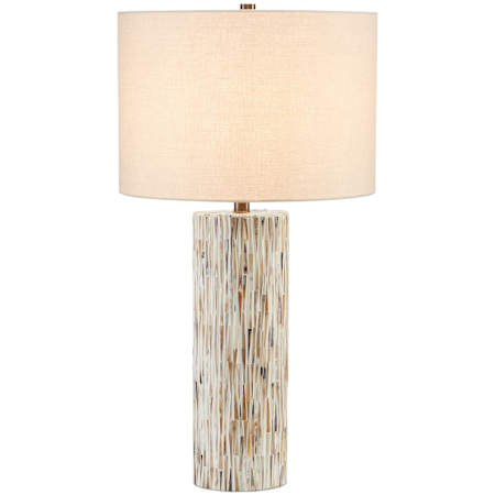 Currey and Company Aquila 30" Tall Table Lamp with Fabric Shade Natural Bone / Antique Brass