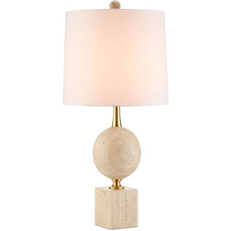 Currey and Company Adorno 32" Tall Table Lamp with Fabric Shade Natural / Beige / Antique Brass