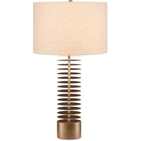 Currey and Company Walwyn 33" Tall Table Lamp with Fabric Shade Painted Antique Brass