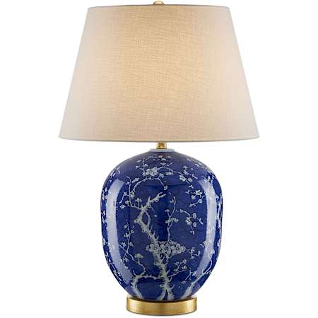 Currey and Company Sakura 31" Tall Accent Table Lamp Blue / White / Gold Leaf