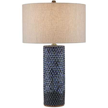 Currey and Company Polka Dot 29" Tall Buffet Table Lamp Reactive Blue / Polished Brass