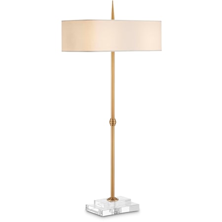 Currey and Company Caldwell 2 Light 35" Tall Accent Table Lamp Antique Brass / Clear