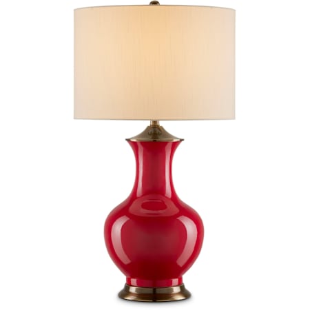 Currey and Company Lilou 32" Tall Vase Table Lamp Red / Antique Brass