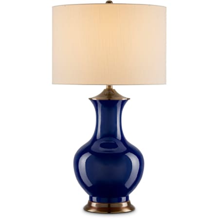 Currey and Company Lilou 31" Tall Vase Table Lamp Blue / Antique Brass