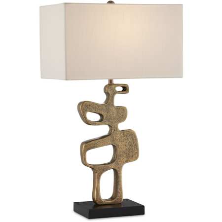 Currey and Company 29" Tall Buffet Table Lamp Antique Brass / Black