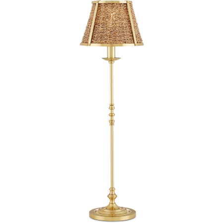 Currey and Company Deauville 32" Tall Buffet Table Lamp with Woven Seagrass Shade Polished Brass / Natural