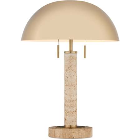 Currey and Company Miles 2 Light 22" Tall Buffet Table Lamp Brass / Natural