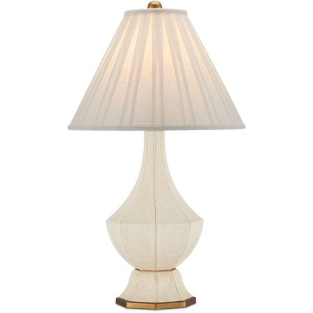 Currey and Company Musetta 31" Tall Vase Table Lamp with Pleated Fabric Shade Beige / Antique Brass