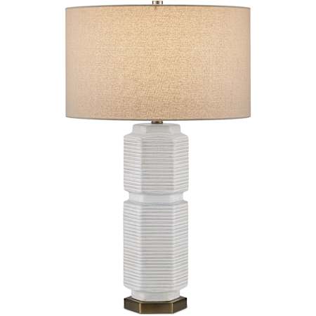Currey and Company Glebe 29" Tall Buffet Table Lamp White / Beige / Light Blue / Antique Brass