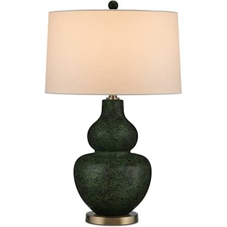 Currey and Company Kinnaird 27" Tall Vase Table Lamp Moss Green / Antique Brass