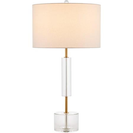 Currey and Company Deville 31" Tall Buffet Table Lamp Clear / Antique Brass