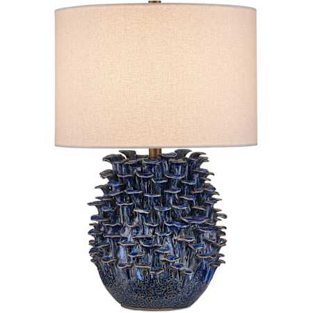 Currey and Company Maitake 22" Tall Buffet Table Lamp Dark Blue Reactive