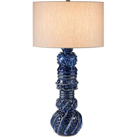 Currey and Company Undersea 31" Tall Buffet Table Lamp Dark Blue Reactive