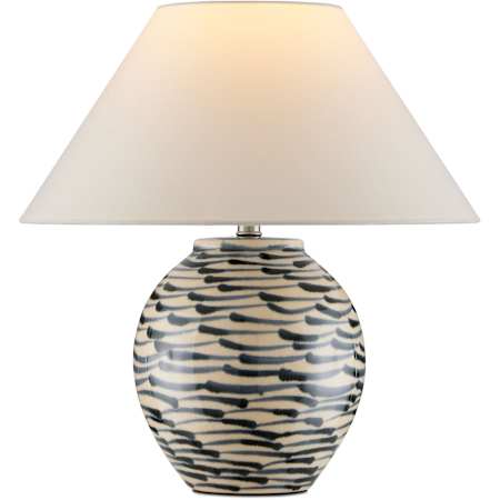 Currey and Company Minnows 16" Tall Buffet Table Lamp Navy Blue / Beige