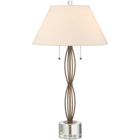 Currey and Company Mizner 2 Light 29" Tall Buffet Table Lamp Antique Brass / Clear