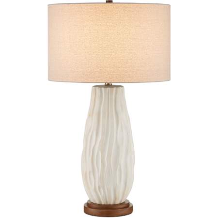 Currey and Company Water-borne 31" Tall Vase Table Lamp Off-White / Natural