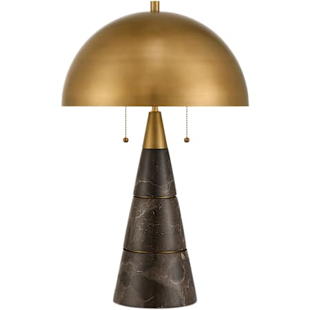 Currey and Company Edith 2 Light 24" Tall Column Table Lamp Coffee Brown / Antique Brass