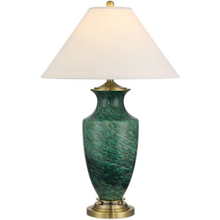 Currey and Company Claude 31" Tall Vase Table Lamp Green / Antique Brass