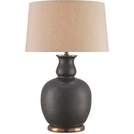 Currey and Company Ultimo 31" Tall Accent, Vase Table Lamp Matte Black / Antique Brass