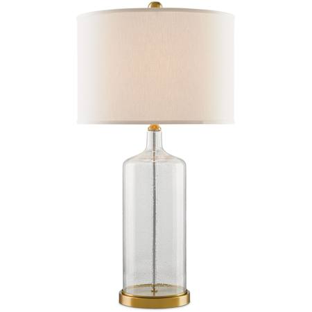 Currey and Company Hazel 31" Tall Vase Table Lamp Clear Seedy Bubbled Glass / Brass