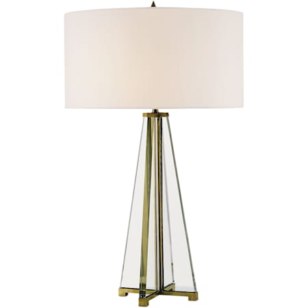 Currey and Company Lillian August 2 Light 30" Tall Buffet Table Lamp Brass / Clear Optic Crystal