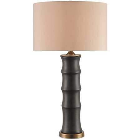 Currey and Company Roark 31" Tall Accent, Buffet Table Lamp Matte Black / Antique Brass