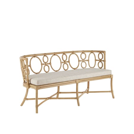 Currey and Company Tegal 60" Wide Rattan with Leather Tied Frame Polyester Bench Natural / Finn Natural