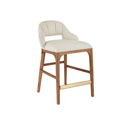 Currey and Company Inga 20" Wide White Oak Framed Fabric Counter Stool Morel Brown / Brushed Brass / Endurance Sand